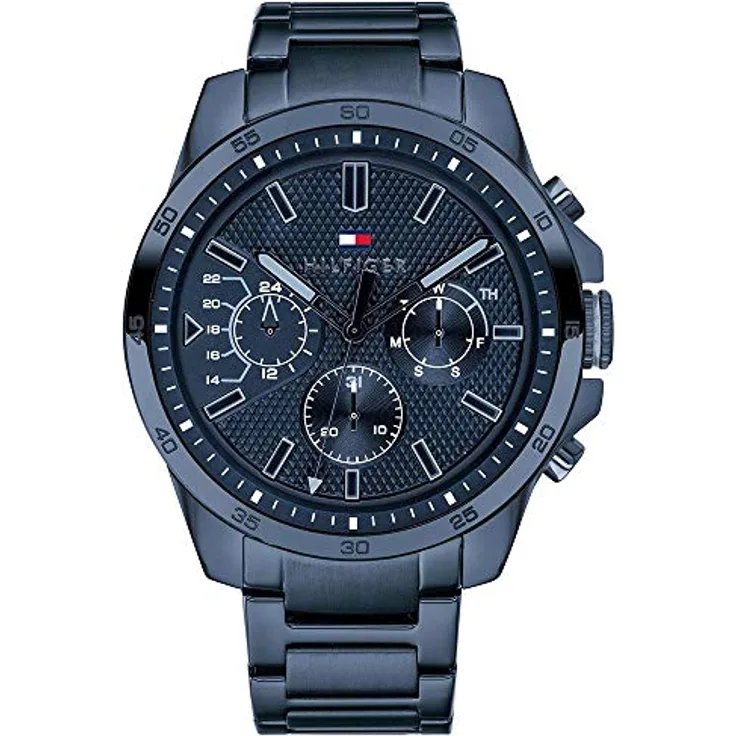 Tommy Hilfiger Multi Zifferblatt Quarz Uhr für Herren mit Blaues Edelstahlarmband - 1791560