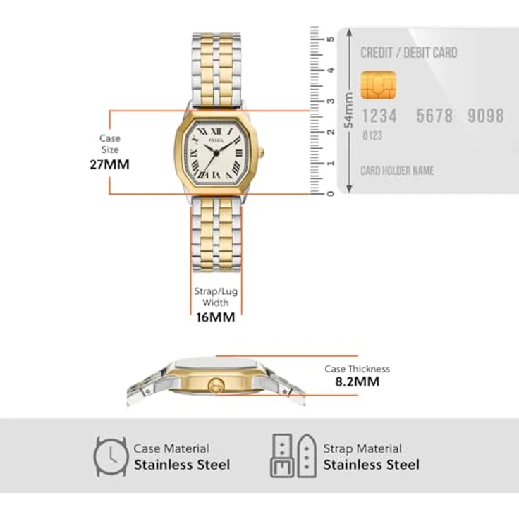 Fossil Damen Analog Quarz Uhr mit Edelstahl Armband ES5362, 27mm Gehäuse, cremefarbenes Zifferblatt, wasserdicht bis 30m – Bild 5
