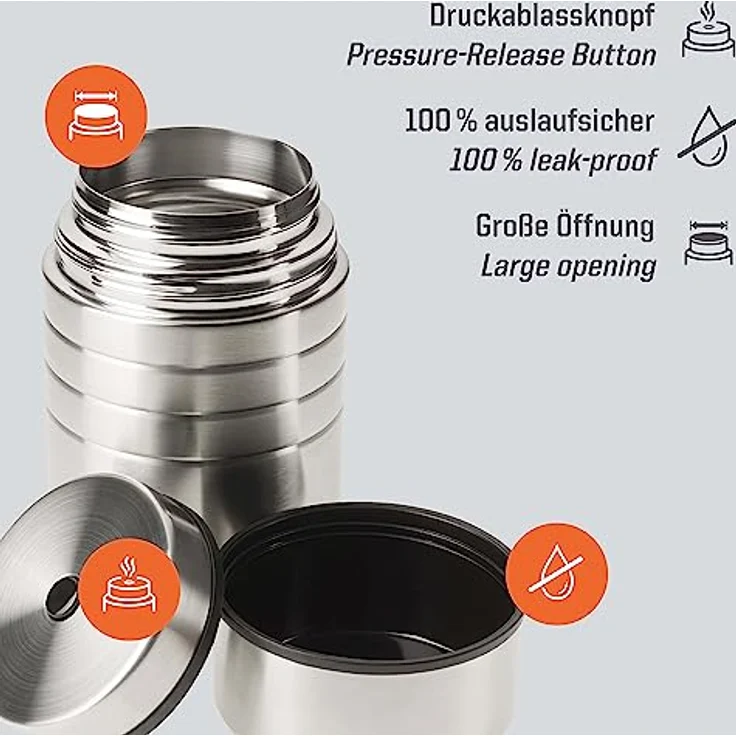 Esbit Majoris Thermobehälter, 600 ml aus Edelstahl, auslaufsicher, für warme und kalte Speisen, modernes Design – Bild 3