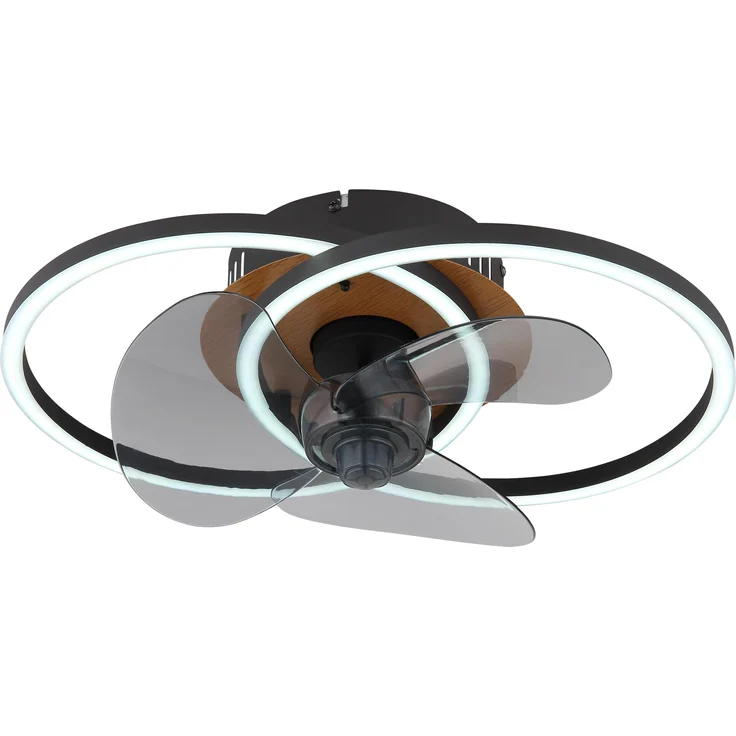 Globo Karen Deckenventilator, Schwarz, LED-Beleuchtung dimmbar, 24W, flügeldurchmesser 28 cm, mit Fernbedienung und Timer
