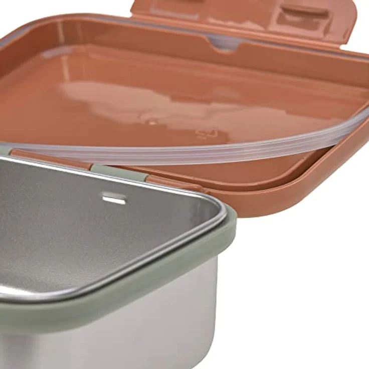 LÄSSIG Kinder Brotdose Edelstahl Lunchbox Frühstücksbox Nachhaltig Kindergarten Schule/Happy prints caramel – Bild 4