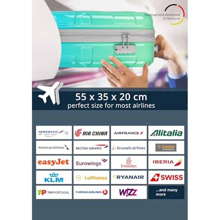 suitline Handgepäck Hartschalen-Koffer Trolley 55 cm, ca. 34 Liter, PC glänzend, Gradient Design Verlauf, Northern Lights, TSA
 – Bild 2