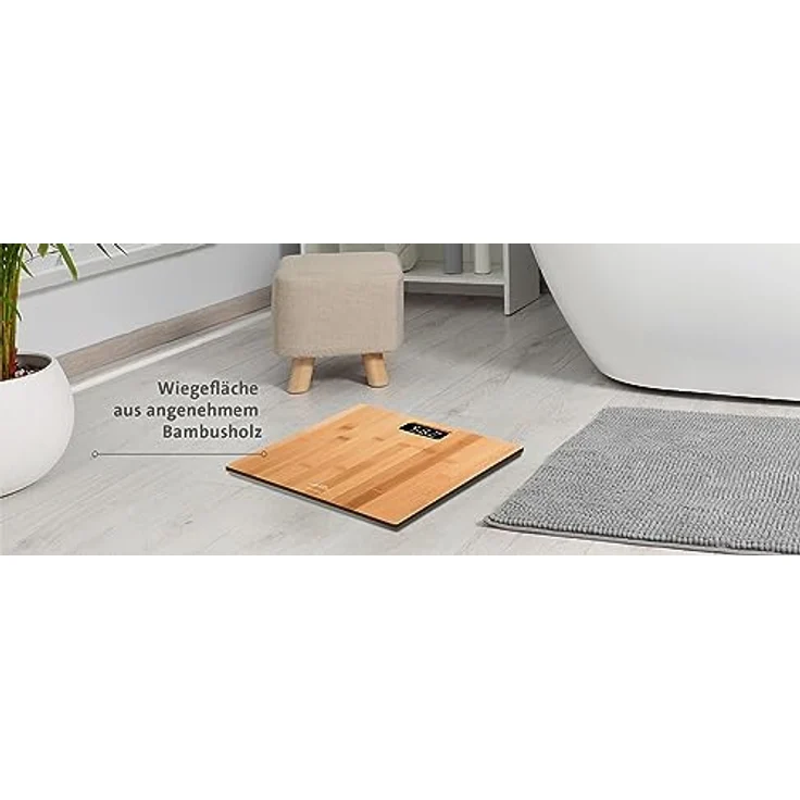 ETA Personenwaage Digital Bamboo mit Standfläche aus Bambus - LCD-Display, Rutschfeste Füße – Bild 5