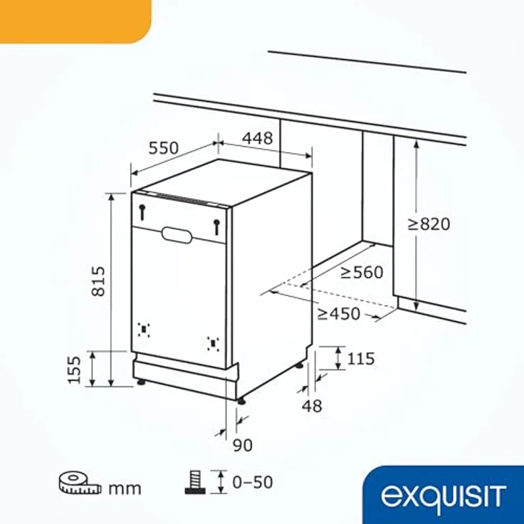 Exquisit EGSP52109-E-030E Geschirrspüler, 9 Maßgedecke, 6 Programme, kompakt, freistehend, Silber, Startzeitverzögerung, Intensiv-Modus, 45 cm – Bild 6