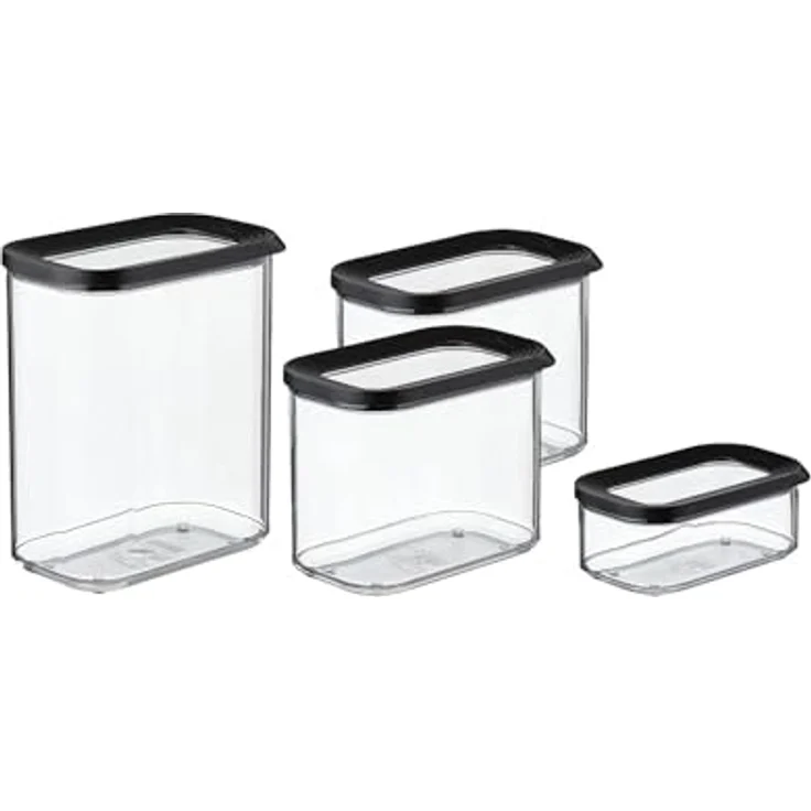 Mepal Modula Vorratsdosen Set 4-teilig, luftdicht & stapelbar, 425 ml, 2x 1000 ml, 1500 ml, spülmaschinengeeignet, Nordic Black – Bild 4