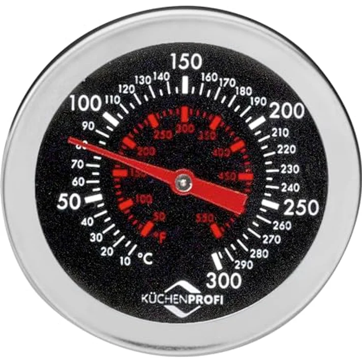 Küchenprofi Frittier-Thermometer aus Edelstahl mit praktischem Clip, analoges Fleischthermometer, Skala in °C und °F, 21,2 cm, silber – Bild 2