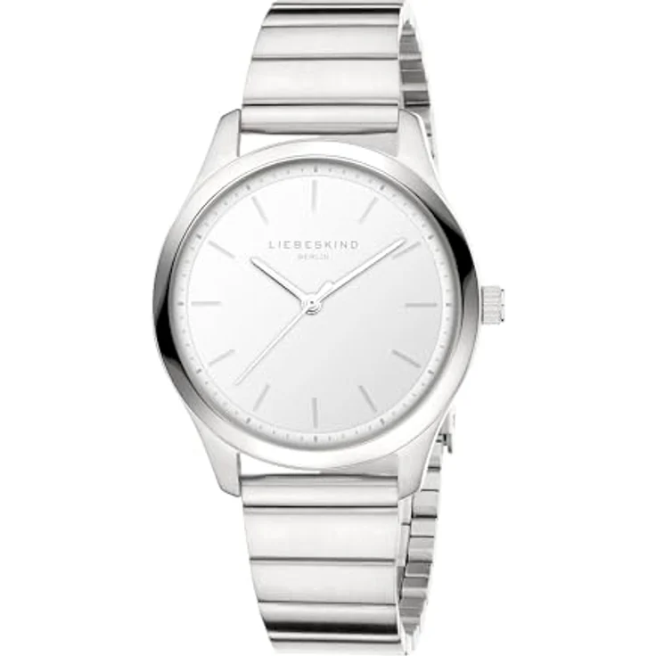LIEBESKIND Quarzuhr Damen 33 mm, rundes Gehäuse in silber, teilmattiertes Edelstahl- und Lederarmband, 5 ATM wasserdicht – Bild 2