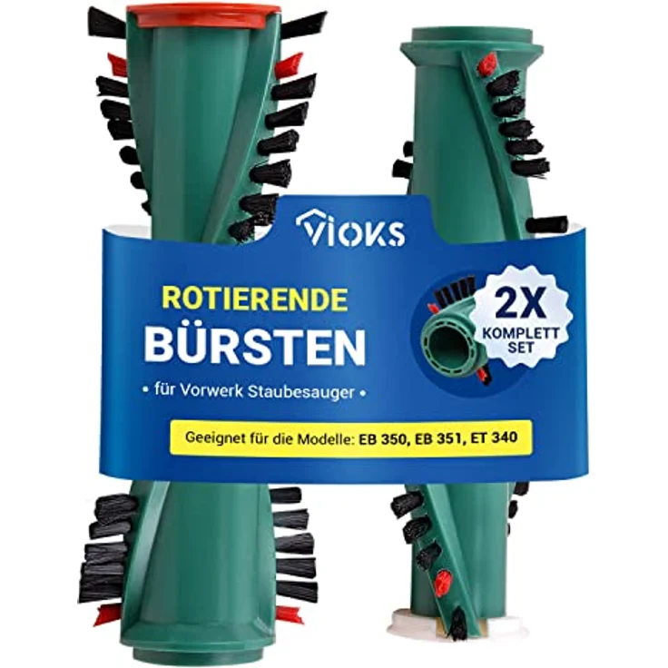 VIOKS 2х Rotierende Bürste Staubsauger Ersatz für Bürste Vorwerk - Staubsauger Bürste für Vorwerk Staubsauger mit Rotierender Bürste EB 351 350 – Bild 1
