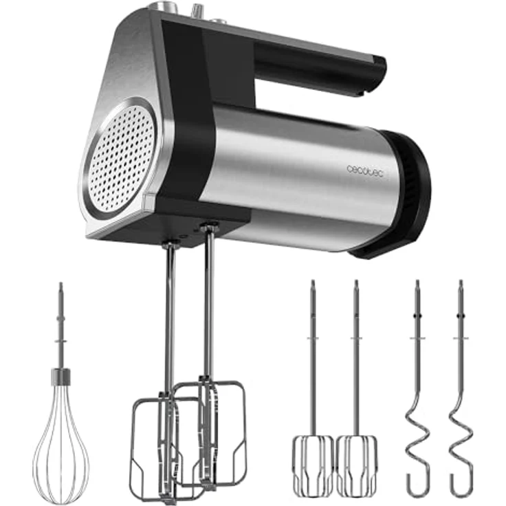 Cecotec Handrührgerät PowerTwist 500 Full Steel, 500 W, 5 Geschwindigkeiten, Turbofunktion, mit Schneebesen, Rühr- und Knethaken, ergonomisches Design – Bild 1