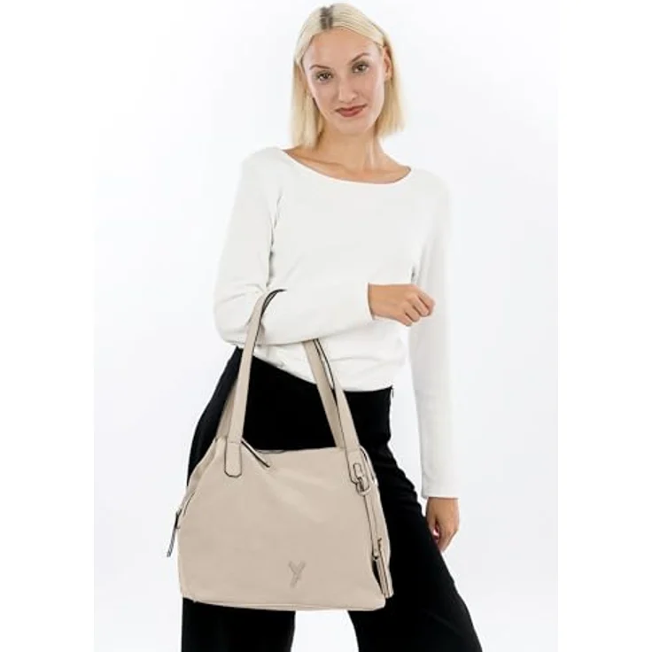 SURI FREY Shopper SFY Romy, Veganer Damen Shopper aus Feinsynthetik mit Lasercut-Optik, Uni-Design, abnehmbarem Umhängeriemen - Schwarz – Bild 3