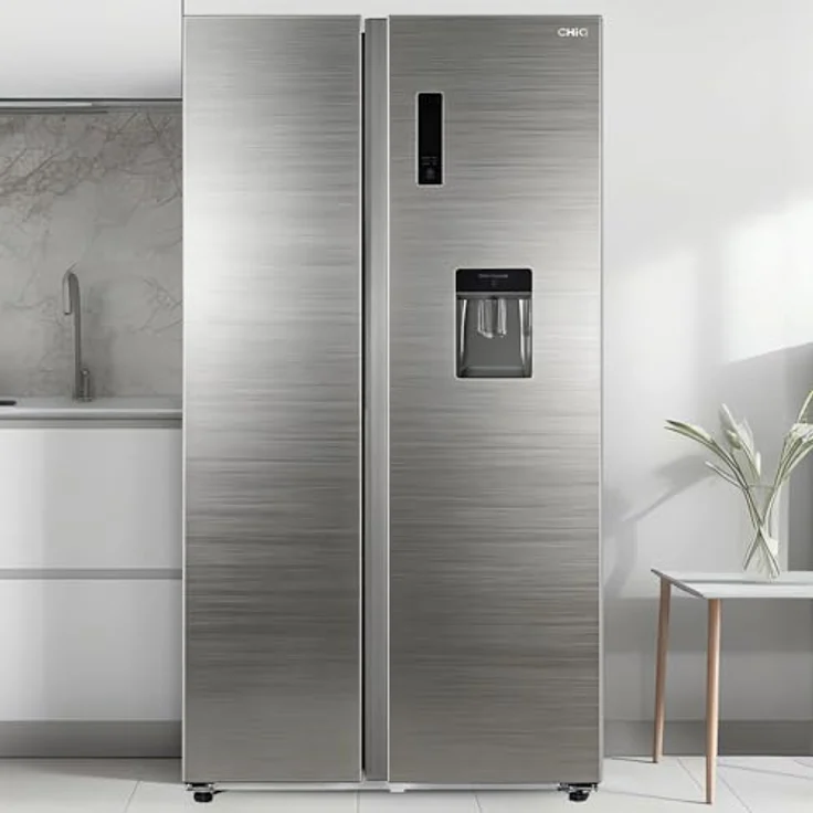 CHiQ KMRF630NESE Side by Side No-Frost Kühl-/Gefrierkombination mit 356 Liter Kühlfach, 203 Liter Gefrierfach und Wasserspender im Premium Dark Inox Look – Bild 11