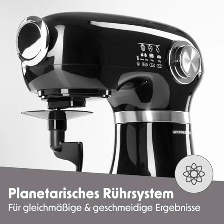 GOURMETmaxx Küchenmaschine & Rührgerät | Multifunktionale Küchenhilfe inkl. Rührschüssel und Aufsätze | Leistungsstarker Mixer mit Schneebesen und mehr | Elektrische Knetmaschine [schwarz] - Preisvergleich – Bild 3