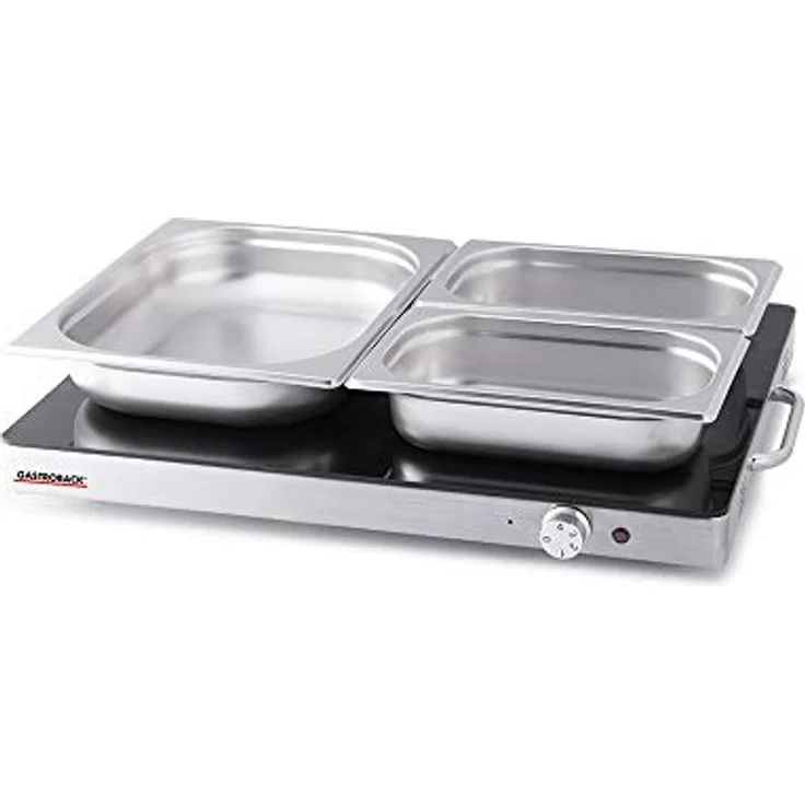 GASTROBACK Warming Tray, Speisenwärmer, Tellerwärmer, 400 Watt, extra große Heizfläche #42491 Design Warmhalteplatte, satiniertes Thermo-Designglas, schwarz, silber – Bild 6