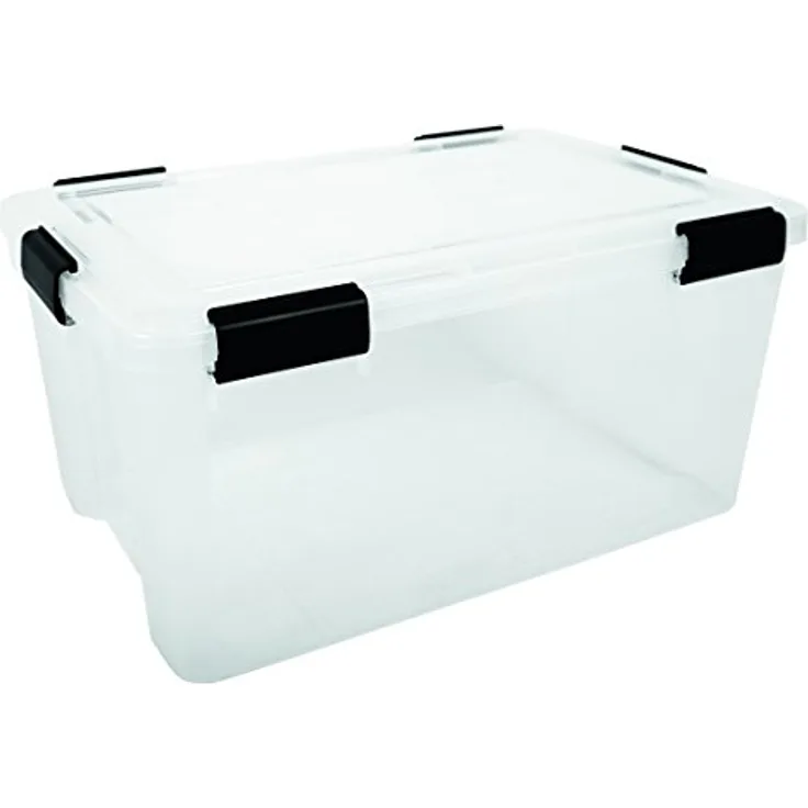 Iris Ohyama Luftdichte Kunststoff-Aufbewahrungsboxen mit Deckel, 50L, Transparent, Hermetischer Verschluss, Stapelbar, BPA-frei