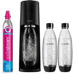 SodaStream Wassersprudler TERRA Promopack mit CO2-Zylinder und spülmaschinenfeste Kunststoff-Flasche, Schwarz, Höhe 44cm