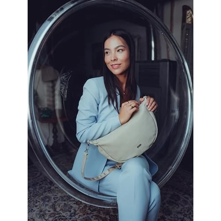 Zwei Mademoiselle.M M70 Half-Moon Bag, Umhängetasche in Nubuk-Linen, 4L Volumen, wasserabweisend, 31x20x10 cm, verstellbarer Schulterriemen – Bild 7