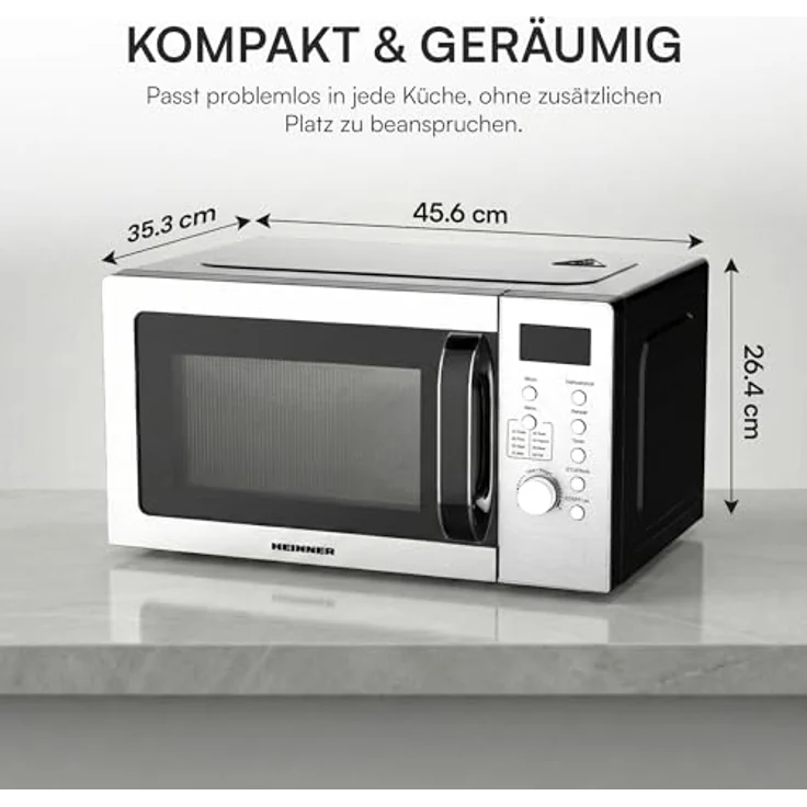 Heinner HMW-D2060SS Mikrowelle 20 L, 700 W mit Grillfunktion, mechanische Steuerung, Edelstahl – Bild 5