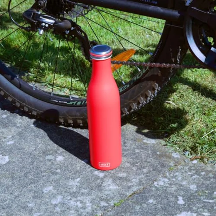 Lurch 240968 Isolierflasche/Thermoflasche für heiße und kalte Getränke aus Doppelwandigem Edelstahl 0,75l, pink – Bild 5