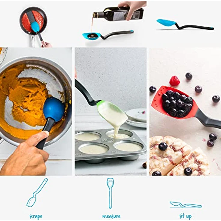 Dreamfarm SUPOON Silikon Kochlöffel, Blau, flexibler Kochlöffel mit Abmessungsmarkierungen, hitzebeständig bis 250°C, spülmaschinenfest, BPA-frei – Bild 4
