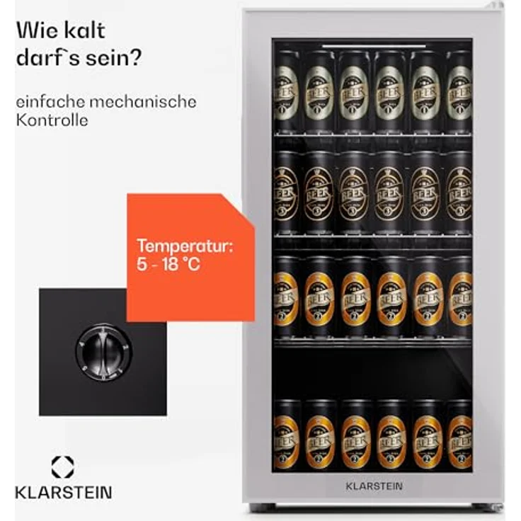 Klarstein Getränkekühlschrank HEA-Bersafe-74-wh 10045533A, 84 cm hoch, 43 cm breit, Bier Hausbar Glastür, leiser und kompakter Weinkühlschrank – Bild 4