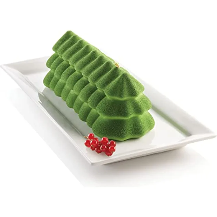 Silikomart BÛCHE SAPIN Silikon-Kuchenform, 3D Design, Antihaft, 250 x 89 mm, h 87 mm, Volumen 1000 ml, Made in Italy