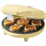 Bestron Waffeleisen für Mini-Cookies, Mini-Cookie-Maker in Tiermotiven, Waffeleisen für Mini-Waffel-Kekse, mit Backampel & Antihaftbeschichtung, 700 Watt, Farbe: Gelb