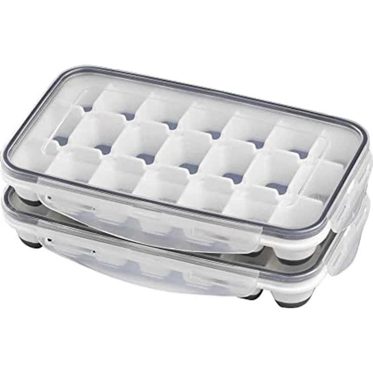 APS 2er Set Eiswürfelform inklusive transparentem Deckel, für je 21 Eiswürfel, Eiswürfelgröße: 4 x 2,5 x 3 cm – Bild 2