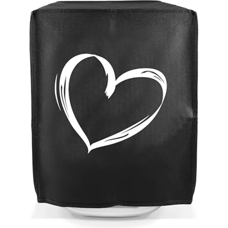 kwmobile Abdeckhaube kompatibel mit Thermomix TM5/TM6 mit Varoma, Küchenmaschine Hülle in Weiß Schwarz Herz Brush, Schutz vor Staub und Spritzern – Bild 5