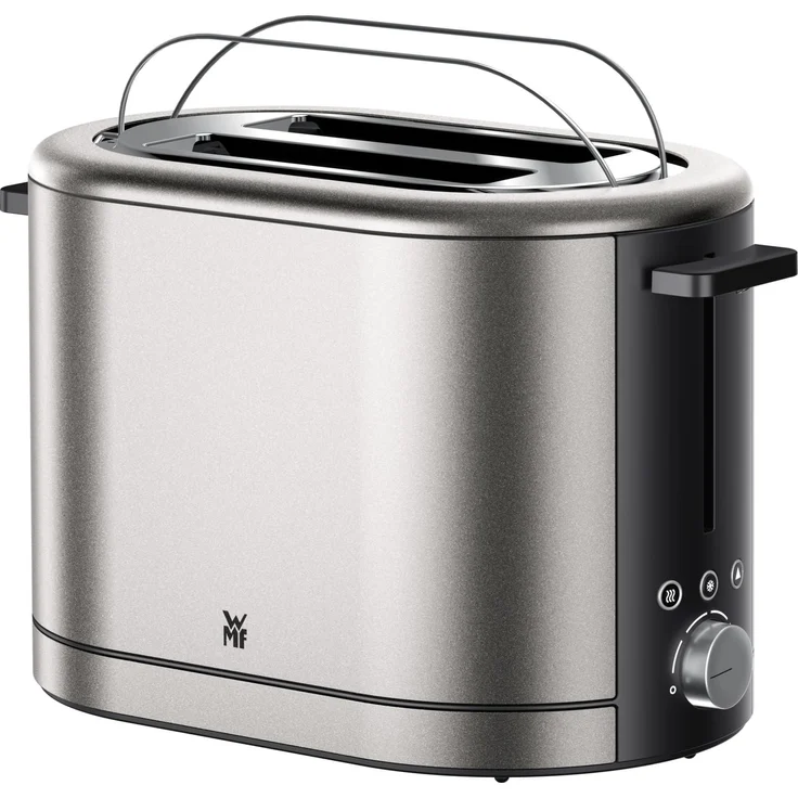 WMF Lono Silk Toaster 2 Scheiben, Edelstahl Matt Grau, 7 Bräunungsstufen, extrabreite Schlitze, herausnehmbare Krümelschublade