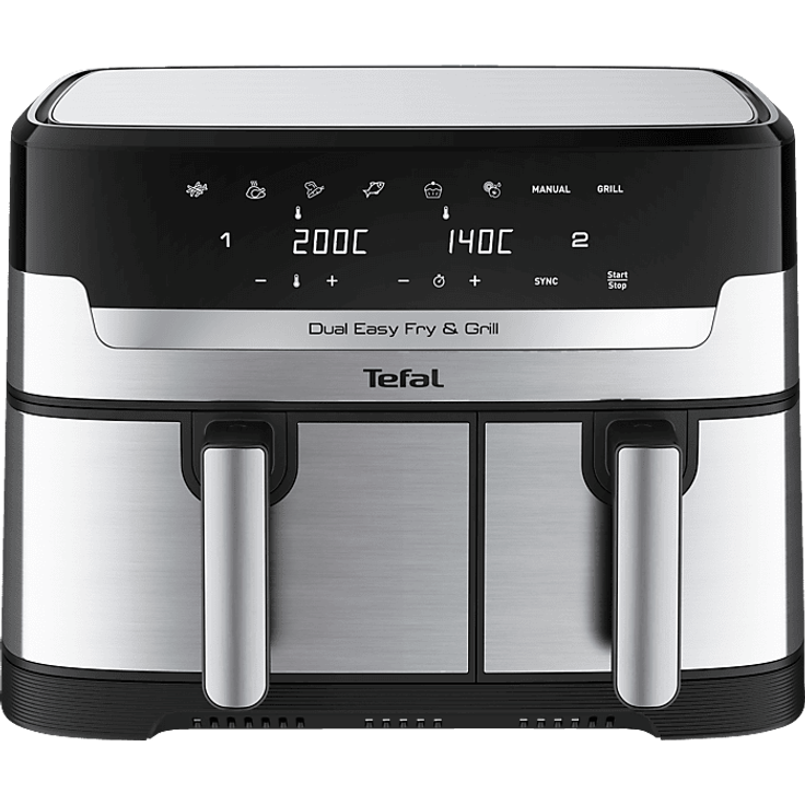 TEFAL EY905D Dual Easy Fry & Grill Heißluftfritteuse 2700 Watt Edelstahl/Schwarz