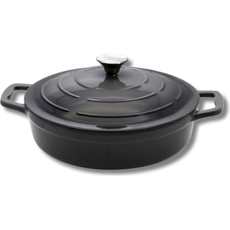 ELO 3382826 Schmortopf aus emailliertem Gusseisen, 28 cm, 3 l, klassisch, grau, für alle Herdarten, Ofenfest, Kochtopf Induktion, 2 bis 4 Personen