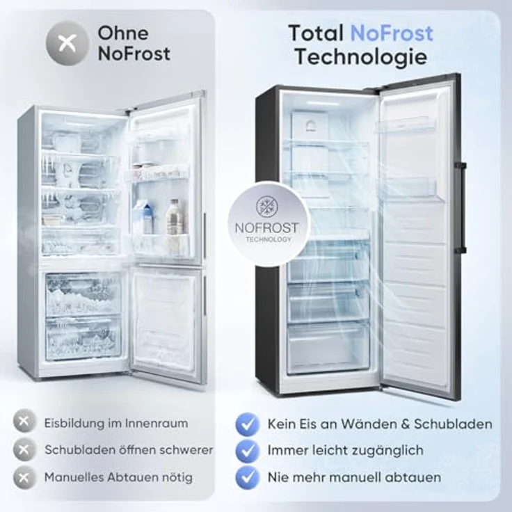 Bomann® GS 7371, Gefrierschrank mit Total NoFrost, MultiAirflow, 274L, 185cm, inox – Bild 2