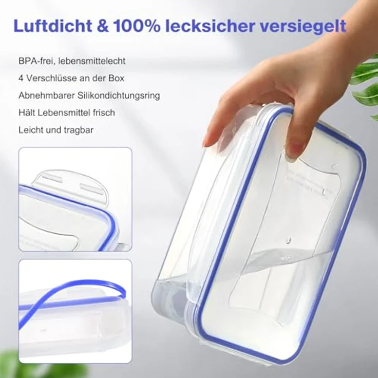 YASHE Frischhaltedosen-Set SE-32PCS, 32-teilig, 9,3 L, transparent, luftdicht und spülmaschinengeeignet – Bild 3