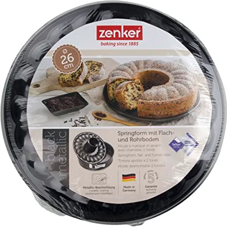 Zenker Springform Flach- und Rohrboden Ø 26 cm Backform mit 2 Böden Kuchenformen-Set, mit Antihaftbeschichtung, einfaches Entformen für saftige Kuchen und Torten, Menge: 1 Stück – Bild 6