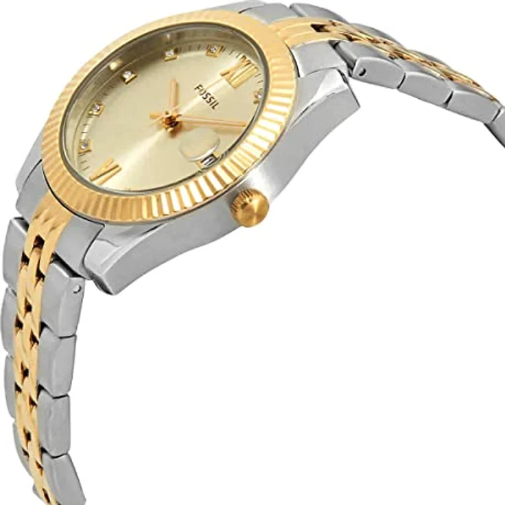 Fossil Damenuhr Scarlette Mini, Quarzwerk, 32mm Silbernes Edelstahlgehäuse mit Edelstahlarmband, ES4949 – Bild 4