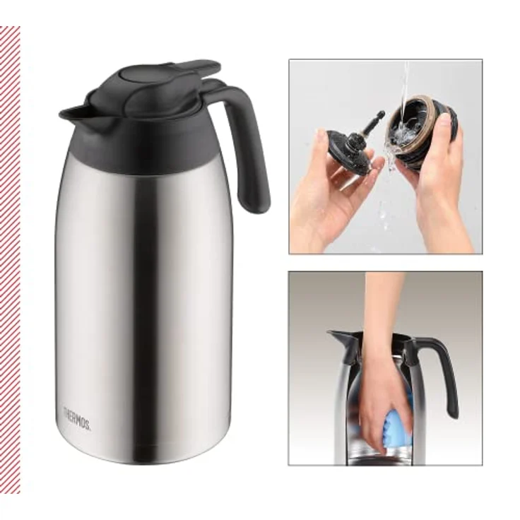 THERMOS 4026.205.200 Thermoskanne THV, Edelstahl mattiert 2,0 l, 24 Stunden heiß, 24 Stunden kalt, zerlegbarer Verschluss, BPA-Frei – Bild 2
