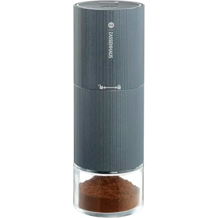 ZASSENHAUS elektrische Kaffeemühle MASTER USB | Coffee Grinder Edelstahl mit einstellbarem Mahlwerk | Espressomühle mit Akku, Grau – Bild 1
