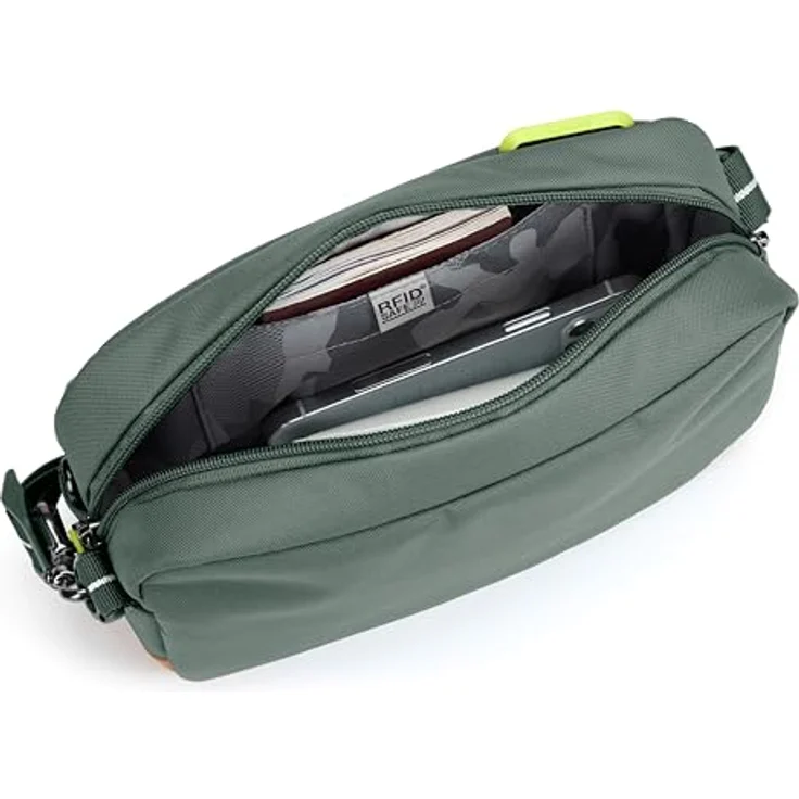 Pacsafe GO Crossbody Handtasche, schnittfest mit RFID-Schutz, Grün – Bild 4