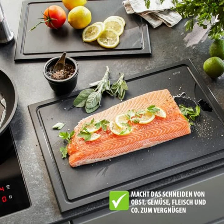 GEFU Schneidebrett SLIZE, Holzpapierfaser, nachhaltig, Saftrille – Bild 6