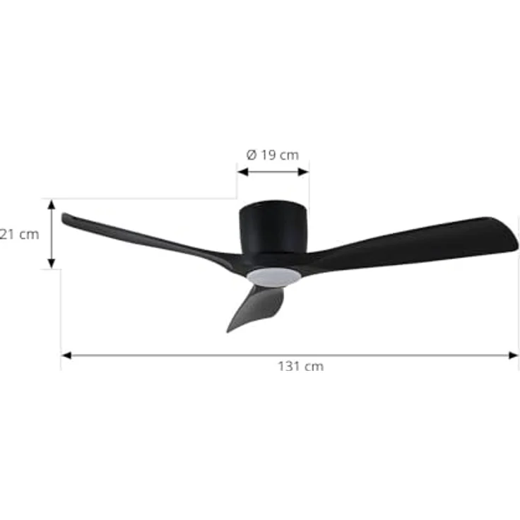 Lucande LED Deckenventilator Moneno, dimmbar, 1-flammig, moderne Leselampe in Schwarz mit Fernbedienung und energiesparender LED-Technologie – Bild 4