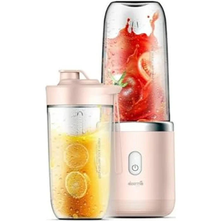 Deerma NU05 Smoothiemaker, 140 Watt, 0,4 l, Eis-Crusher, pink, silber – Bild 5
