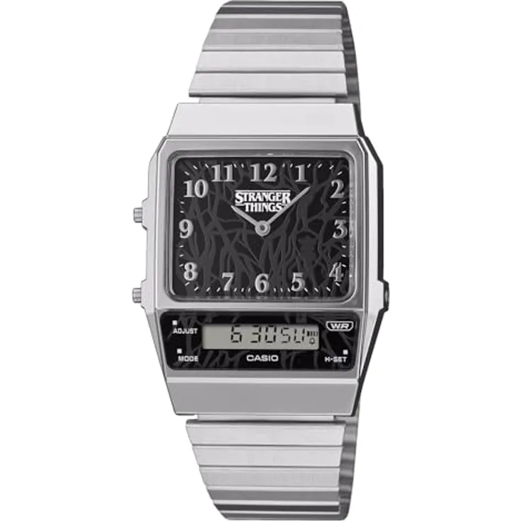 Casio Edgy Armbanduhr AnaDigi Stranger Things AQ-800EST-1AER, limitierte Edition mit thematischer Verpackung und Demogorgon-Motiv
