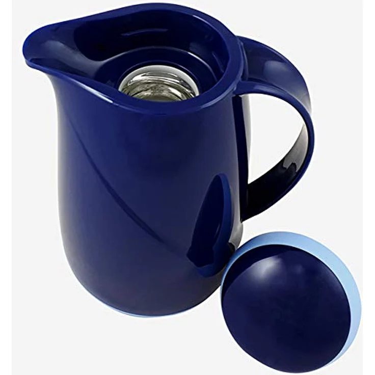 Helios Wave Kunststoff-Isolierkanne, dunkelblau, 0,6 Liter - Spülmaschinenfest, Hochglanz-Hartplastik, Drehverschluss, Q100 Qualitätsglas-Einsatz, 5-jähriges Warmhalteversprechen – Bild 5