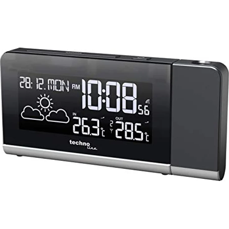 Technoline Projektionswecker WT 539, Funkuhr mit Innen-/Außentemperatur, Wettervorhersage und Farbwechselanzeige, Schwarz – Bild 3