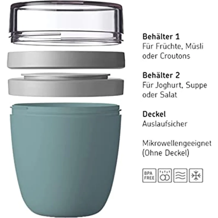 Mepal Lunchbox Lunchpot Mini Ellipse Mixed, Vivid Lilac & Green, 300 & 420 ml, Polypropylen (PP), PCTG, praktischer Reisebecher, Joghurtbecher To Go, spülmaschinengeeignet – Bild 2