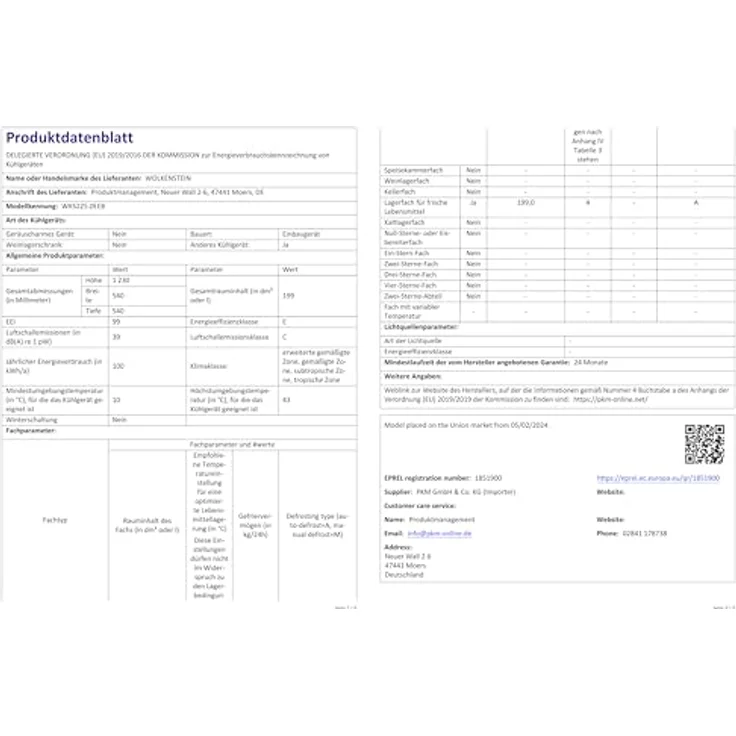 Wolkenstein WKS225.0EEB, Einbaukühlschrank mit 199 l Nutzinhalt, 39 dB, Energieeffizienzklasse E, Weiß – Bild 4