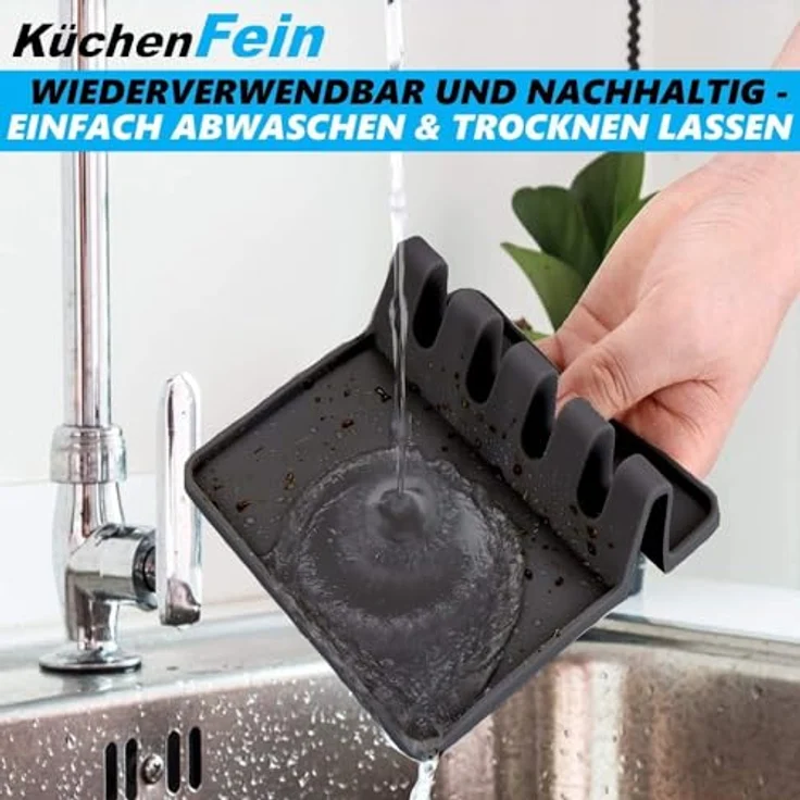 KüchenFein Silikon Kochlöffelablage Löffelhalter Spüle, Kochlöffel Halter Löffelablage Besteckhalter Kochwerkzeug Küchenablage – Bild 4