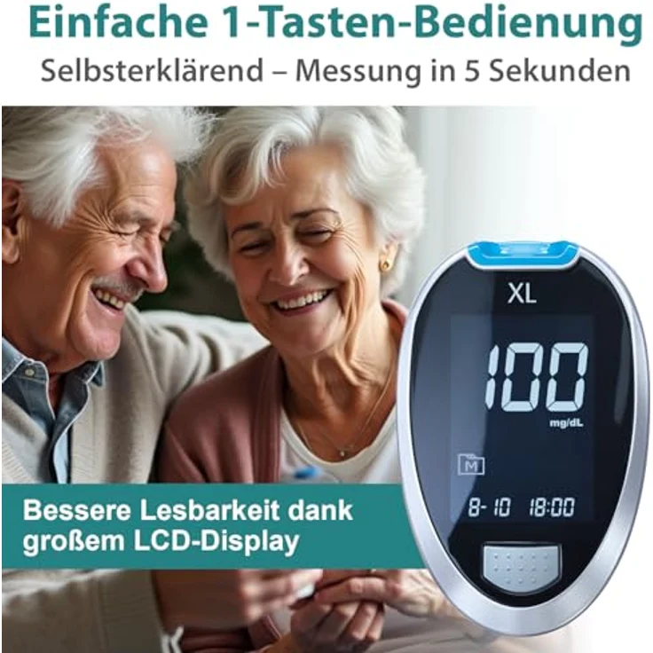 GlucoCheck XL Blutzuckermessgerät (mg/dl) zur Selbstkontrolle des Blutzuckers bei Diabetes – Bild 6