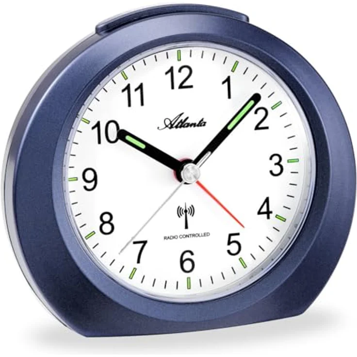 Atlanta Funkwecker 1856/5, geräuschlos mit Snooze-Funktion und Zifferblattbeleuchtung, blau – Bild 1