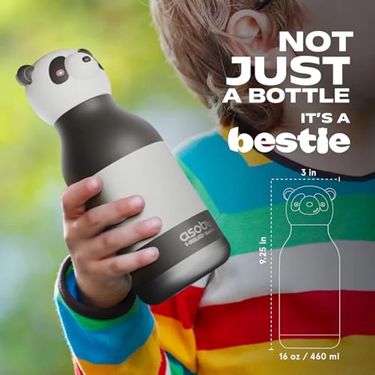 ASOBU Besties Trinkflasche, Kindertrinkflasche mit Strohhalm, 460ml, auslaufsicher und doppelwandig isoliert, BPA-frei – Bild 5